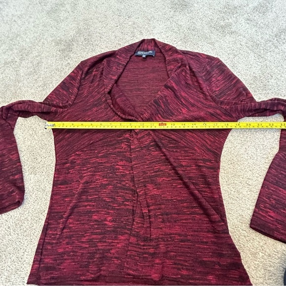 JONES New York Signature Petite Ruched heathered red long sleeve top blouse Sz M - Picture 9 of 11